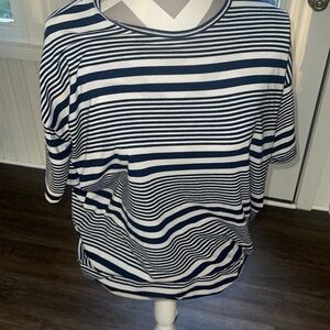 LulaRoe navy and white striped shirt